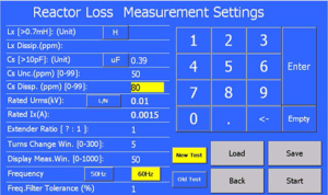 Reactor Loss Measurement Settings